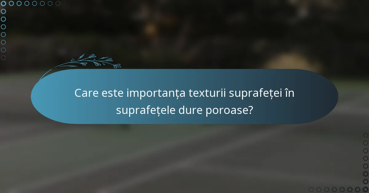 Care este importanța texturii suprafeței în suprafețele dure poroase?