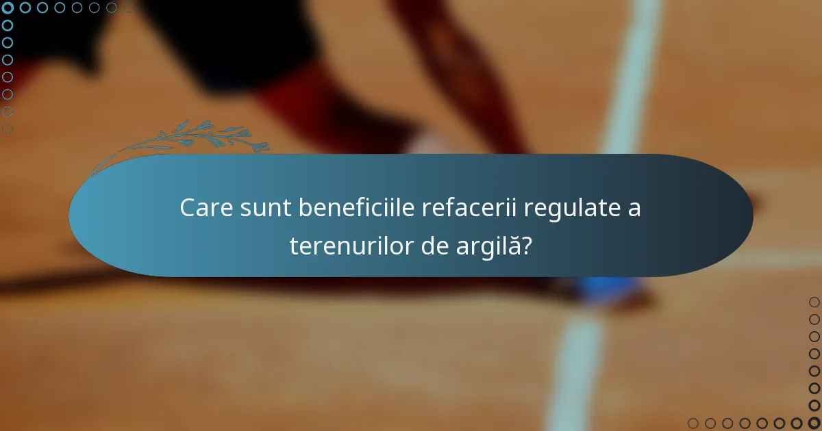 Care sunt beneficiile refacerii regulate a terenurilor de argilă?