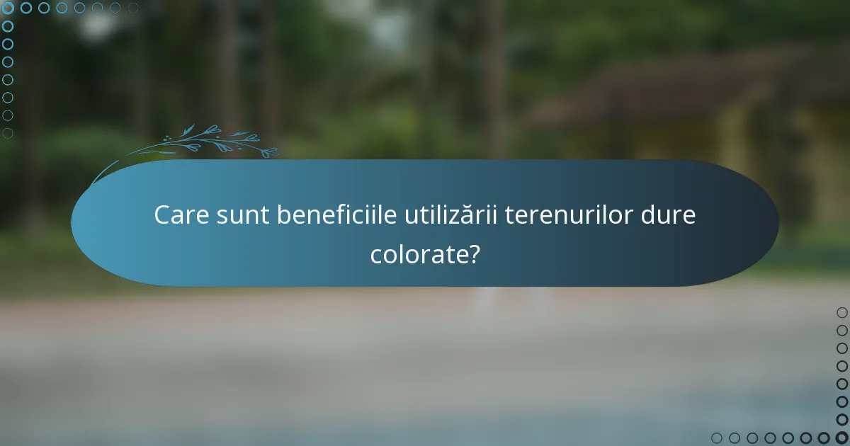 Care sunt beneficiile utilizării terenurilor dure colorate?
