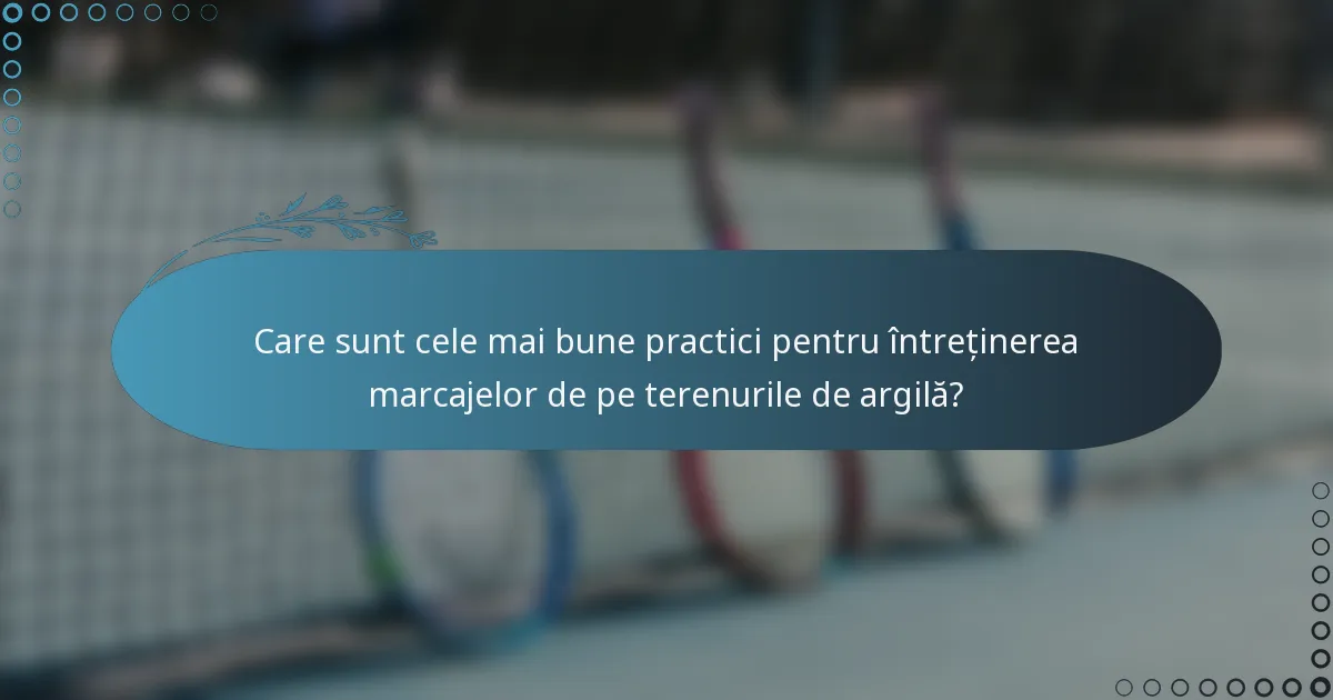 Care sunt cele mai bune practici pentru întreținerea marcajelor de pe terenurile de argilă?
