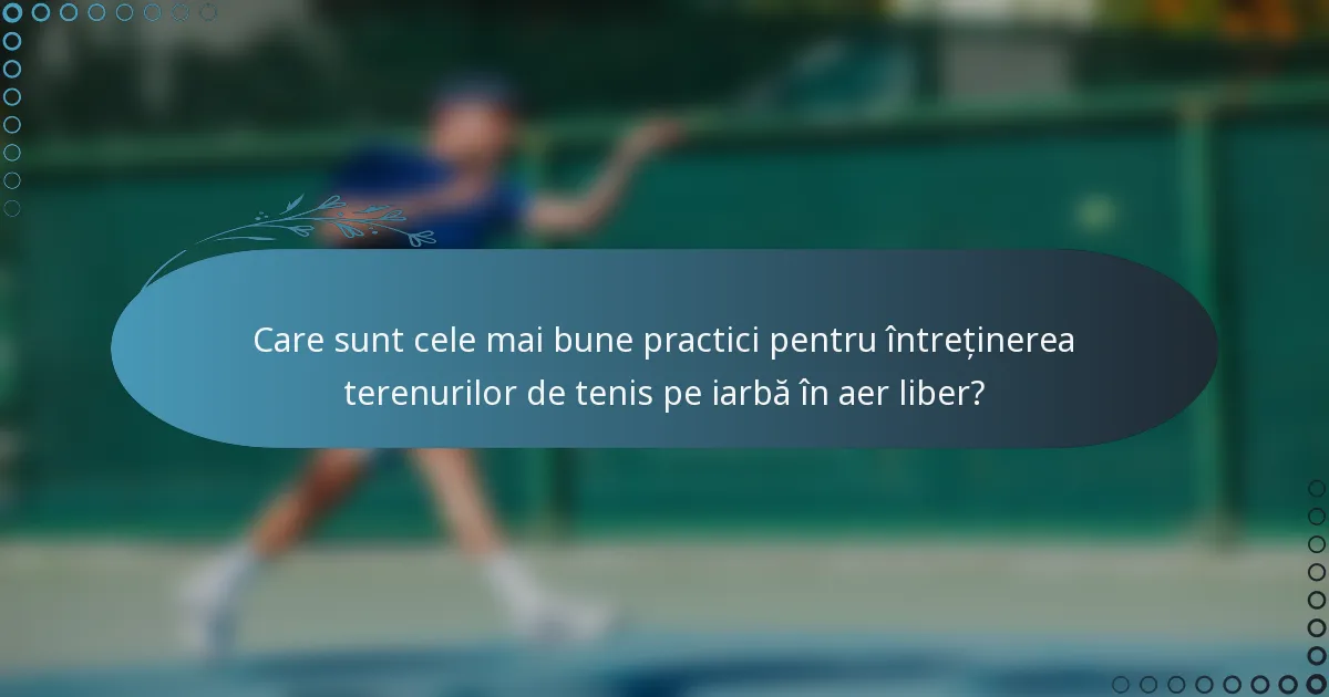 Care sunt cele mai bune practici pentru întreținerea terenurilor de tenis pe iarbă în aer liber?