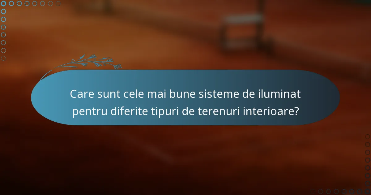 Care sunt cele mai bune sisteme de iluminat pentru diferite tipuri de terenuri interioare?