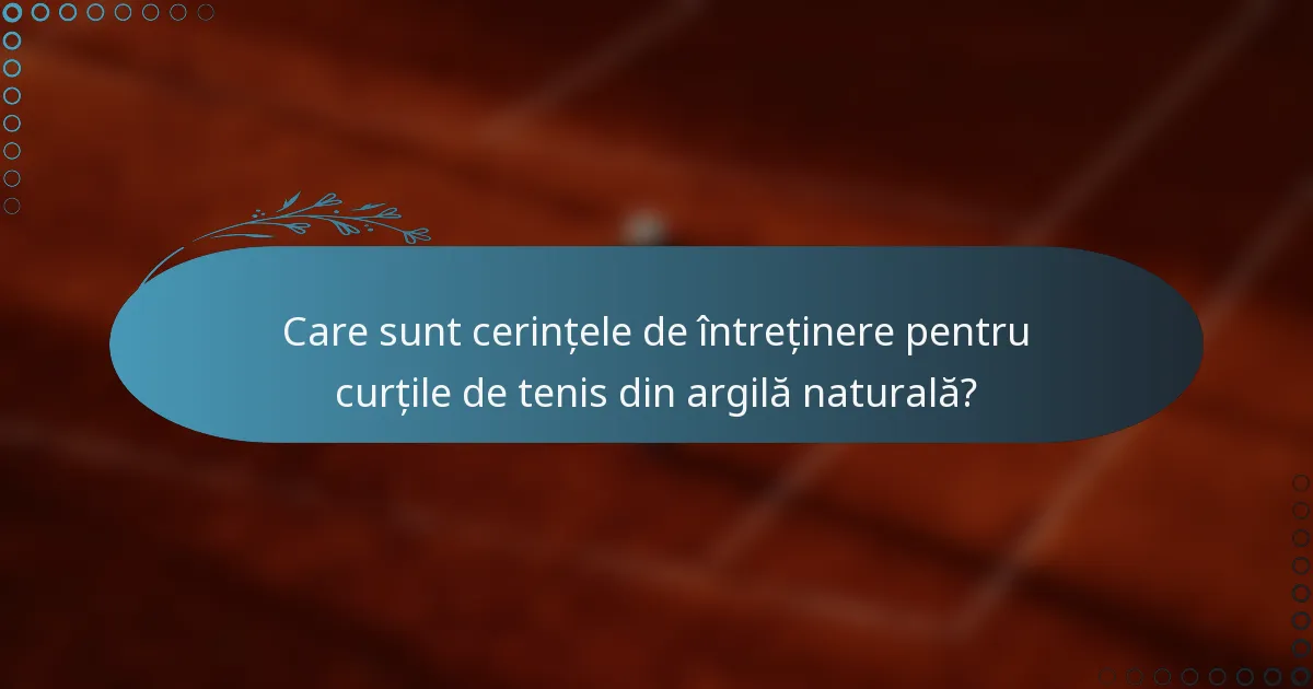 Care sunt cerințele de întreținere pentru curțile de tenis din argilă naturală?