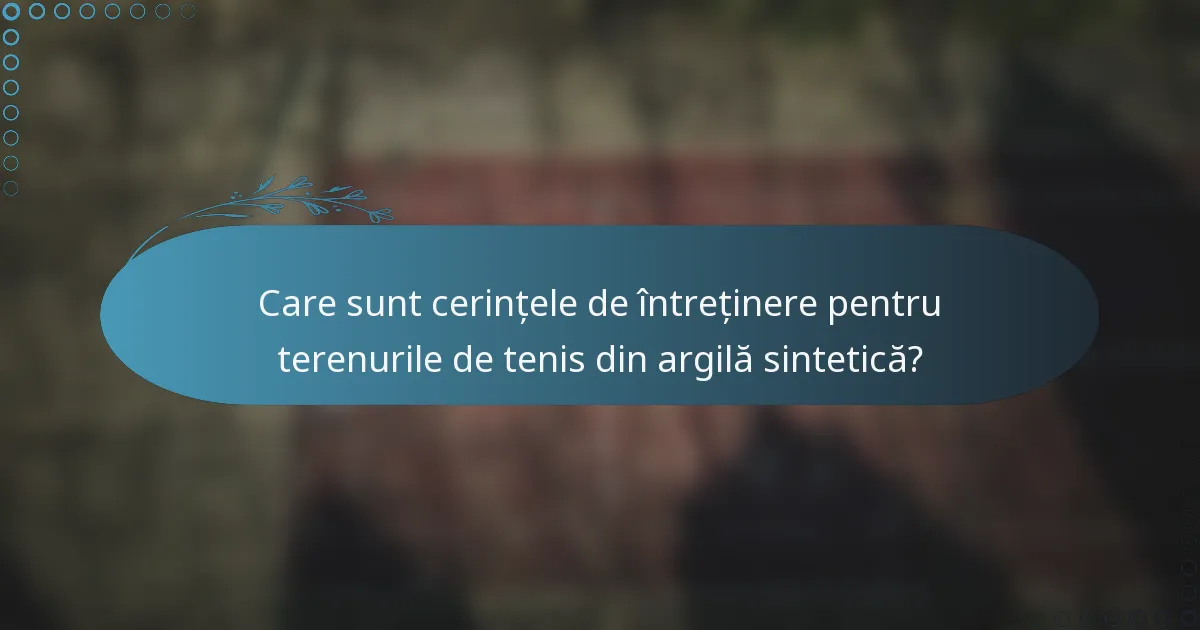 Care sunt cerințele de întreținere pentru terenurile de tenis din argilă sintetică?