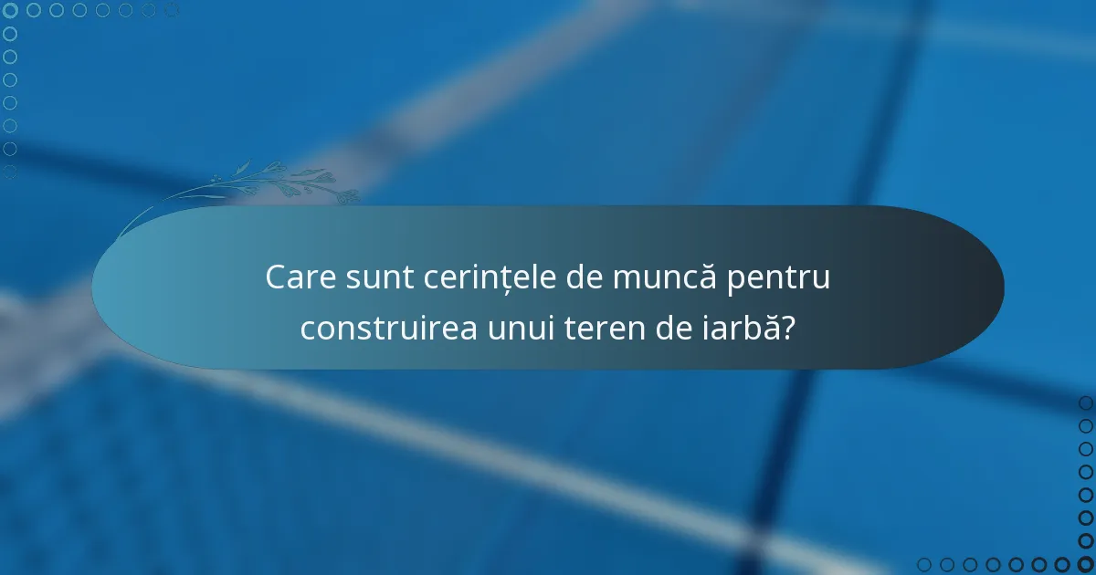 Care sunt cerințele de muncă pentru construirea unui teren de iarbă?