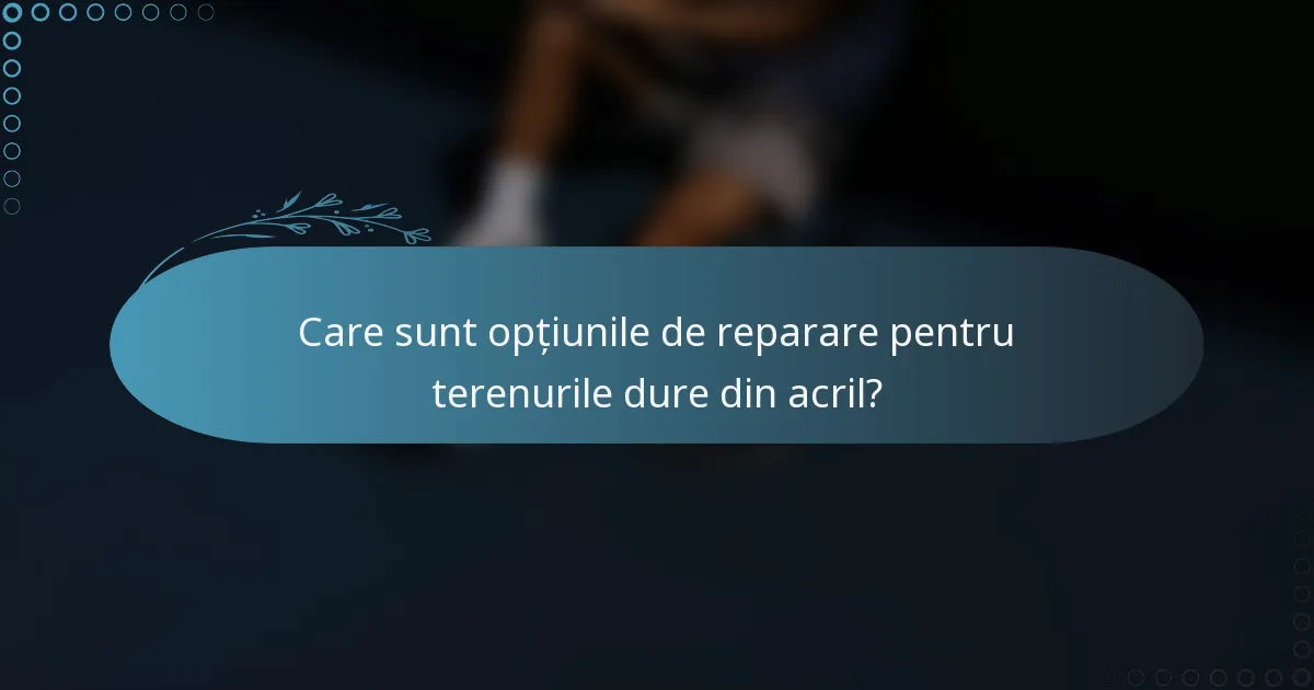Care sunt opțiunile de reparare pentru terenurile dure din acril?