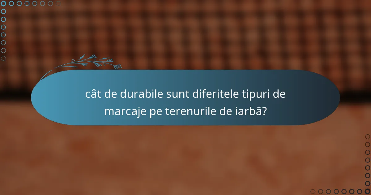 cât de durabile sunt diferitele tipuri de marcaje pe terenurile de iarbă?