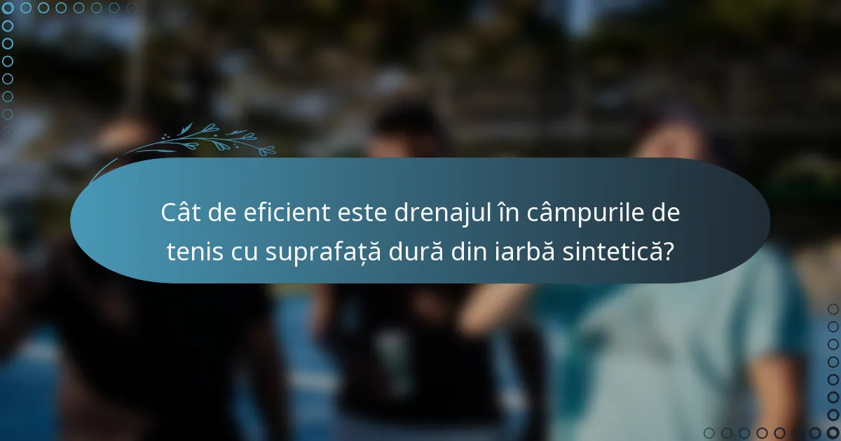 Cât de eficient este drenajul în câmpurile de tenis cu suprafață dură din iarbă sintetică?