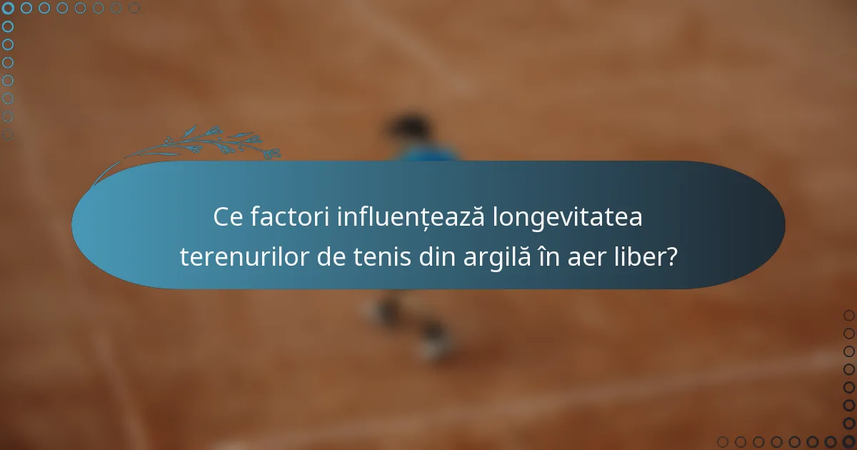 Ce factori influențează longevitatea terenurilor de tenis din argilă în aer liber?