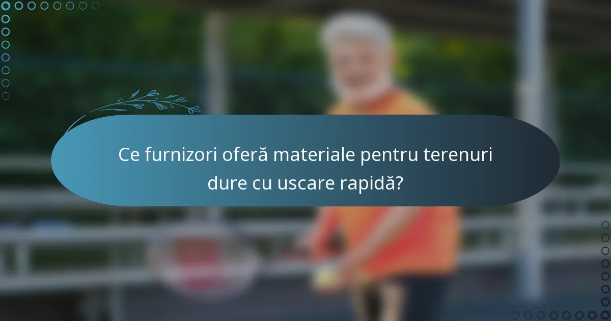 Ce furnizori oferă materiale pentru terenuri dure cu uscare rapidă?