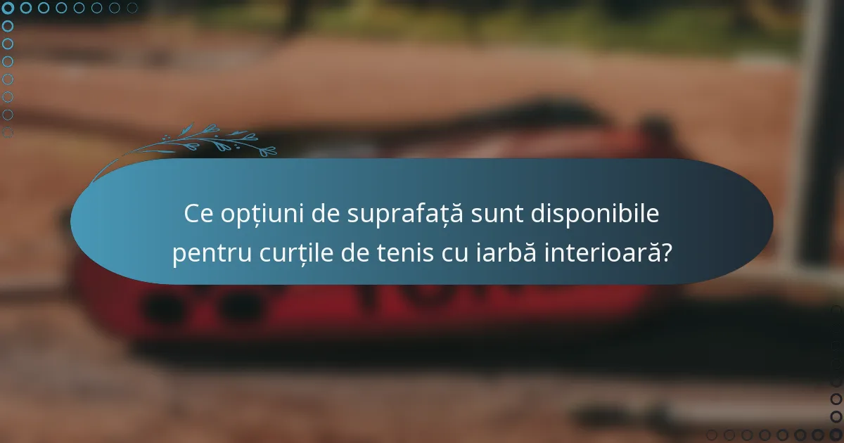 Ce opțiuni de suprafață sunt disponibile pentru curțile de tenis cu iarbă interioară?