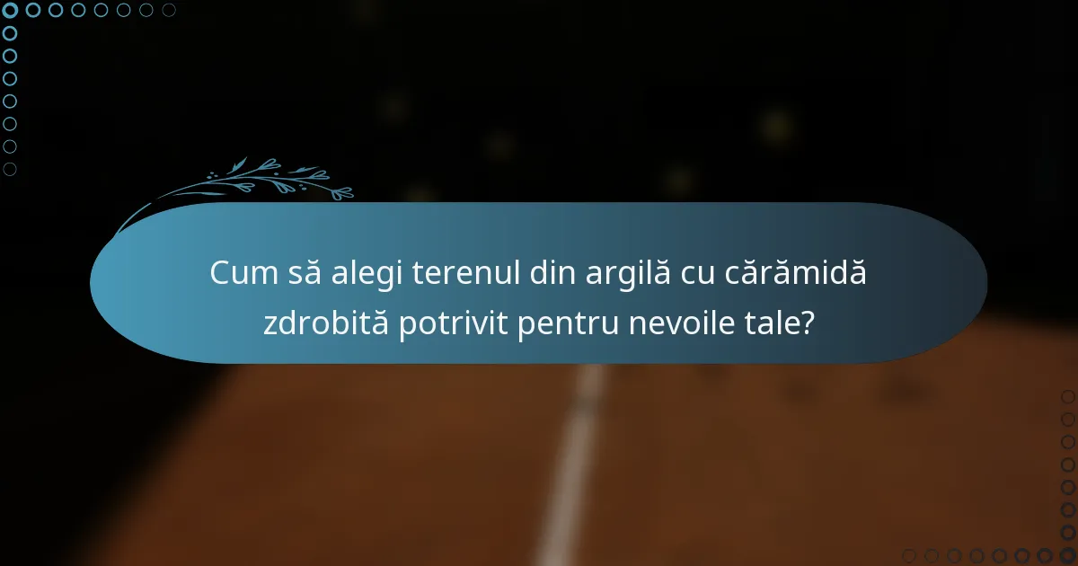 Cum să alegi terenul din argilă cu cărămidă zdrobită potrivit pentru nevoile tale?