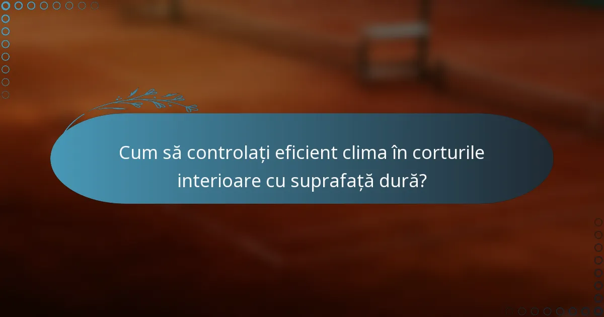 Cum să controlați eficient clima în corturile interioare cu suprafață dură?