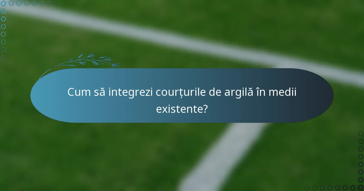 Cum să integrezi courțurile de argilă în medii existente?