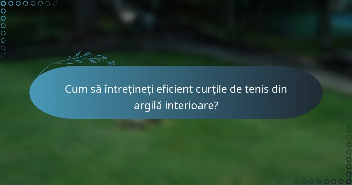 Cum să întrețineți eficient curțile de tenis din argilă interioare?