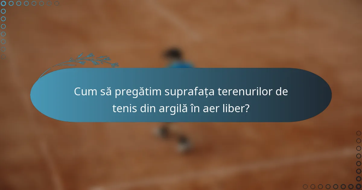 Cum să pregătim suprafața terenurilor de tenis din argilă în aer liber?